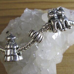 3 Pieces Special:  Christmas Tree, Bonded Cats and Spacer Bead European Charms